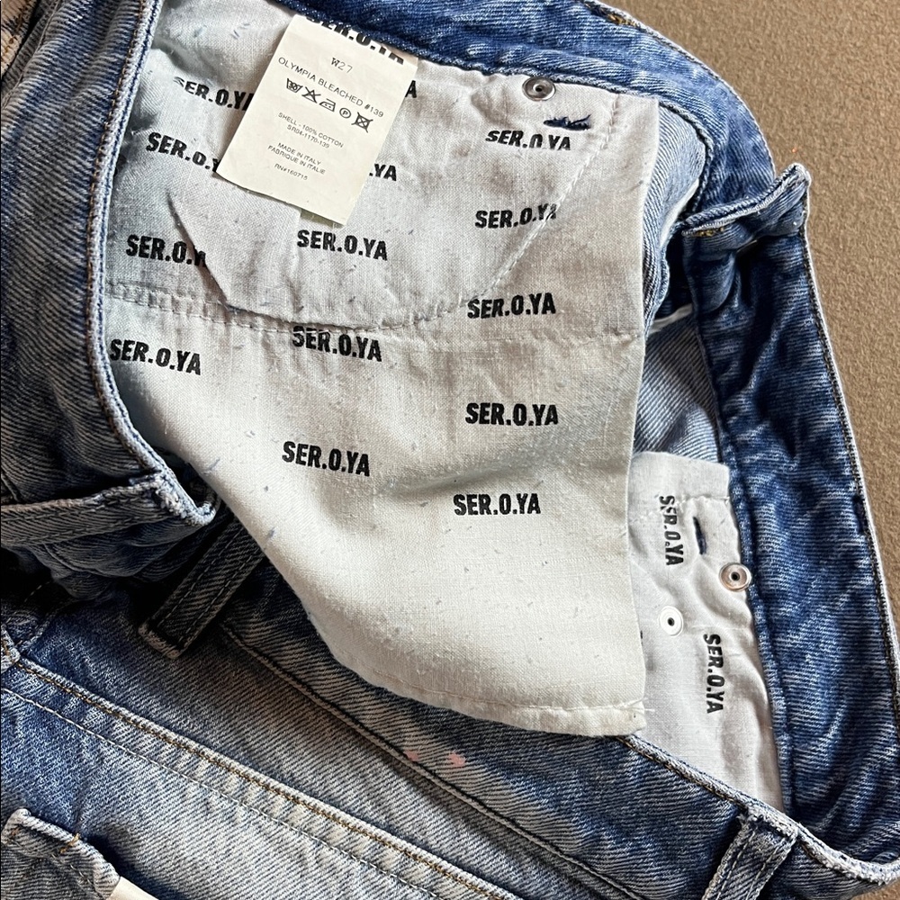 SER.O.YA Lex Short Olympia Bleached Light Blue Distressed Jean Shorts- 27 - Picture 12 of 14